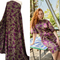 Atelier Jupe - 100% Viscose - Khaki Viscose with Purple Flowers